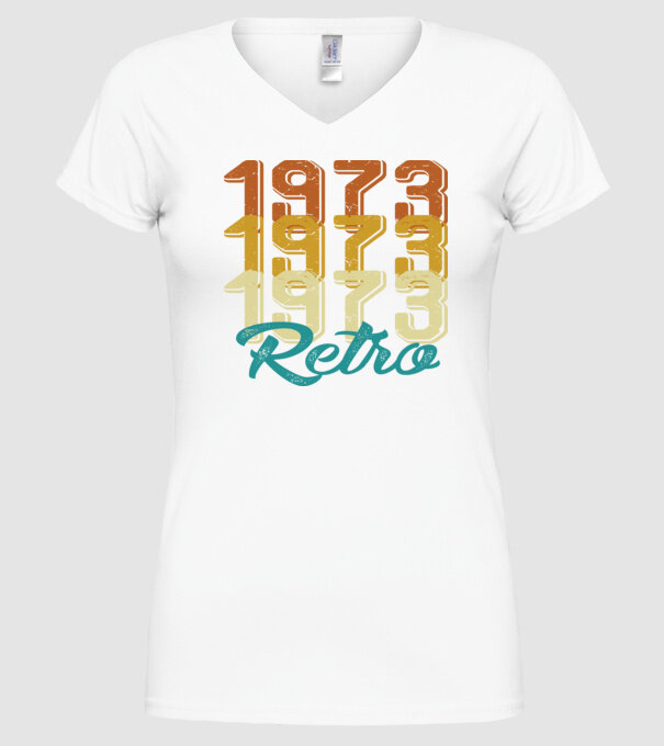 1973 retro model alb pe tricou