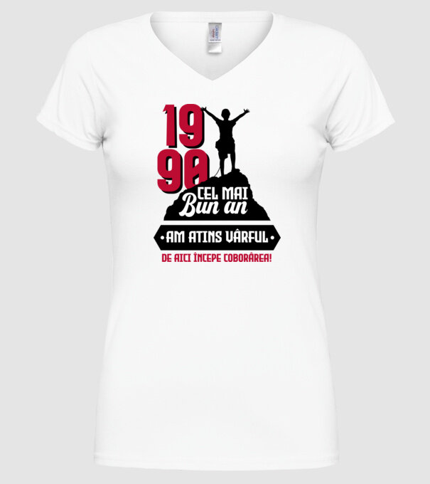 1990 cel mai bun an. Am atins vârful, de aici începe coborârea. model alb pe tricou