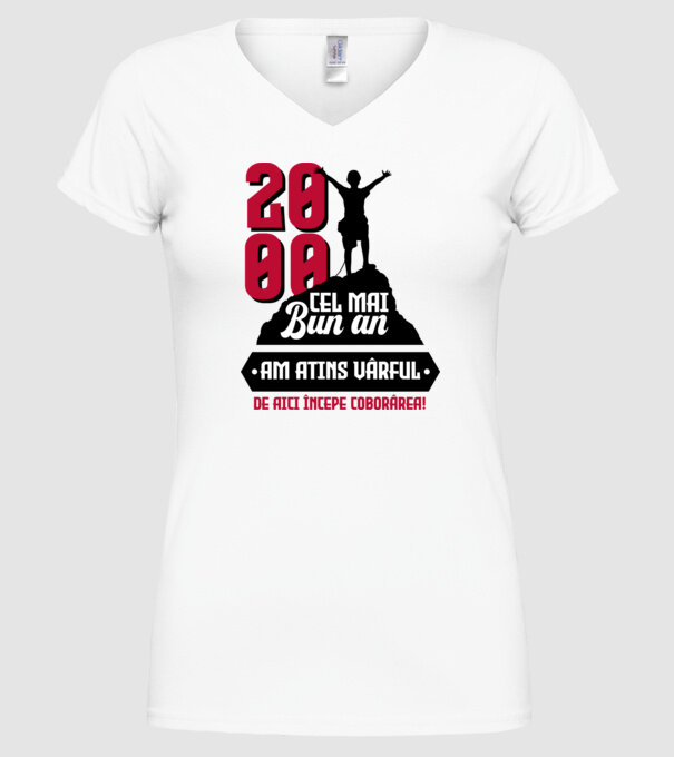 2000 cel mai bun an. Am atins vârful, de aici începe coborârea. model alb pe tricou