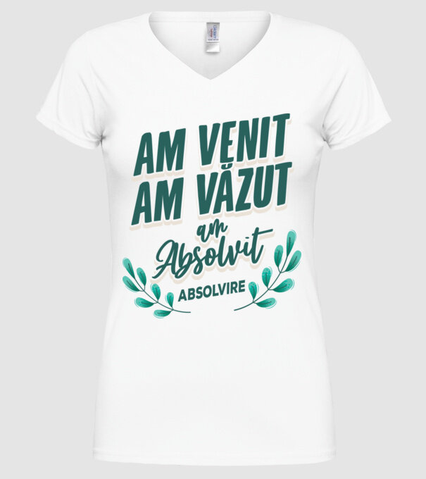 Absolvire model alb pe tricou
