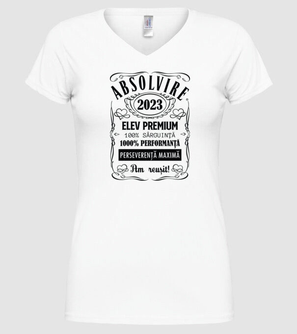Absolvire Premium model alb pe tricou