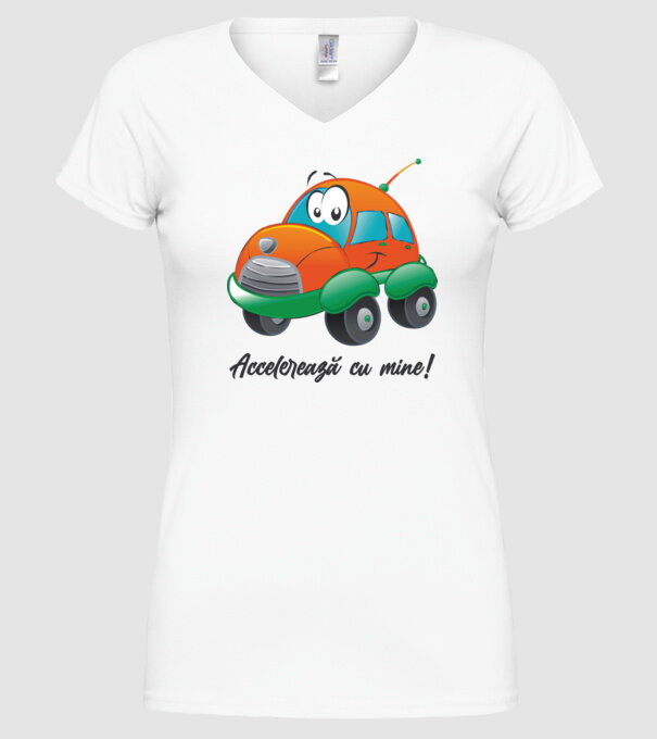accelerează cu mine model alb pe tricou