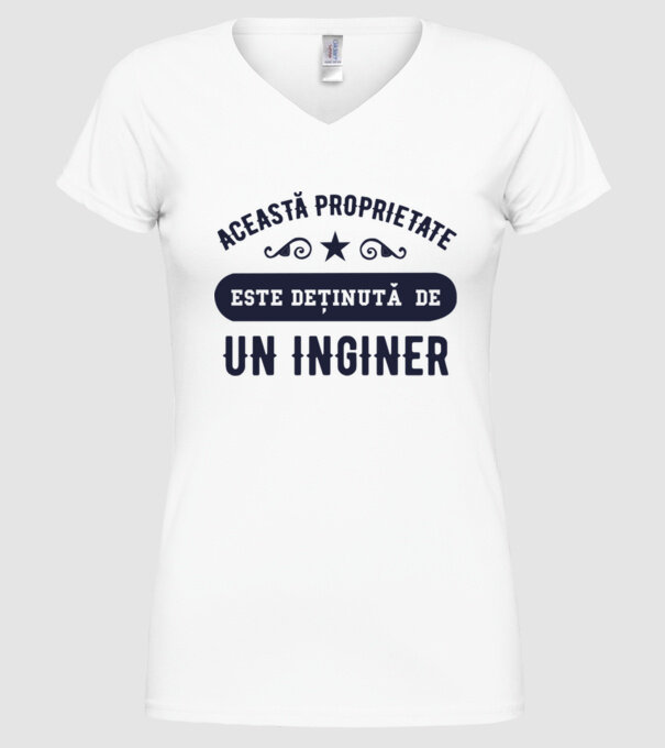 Această proprietate este deținută de un inginer model alb pe tricou