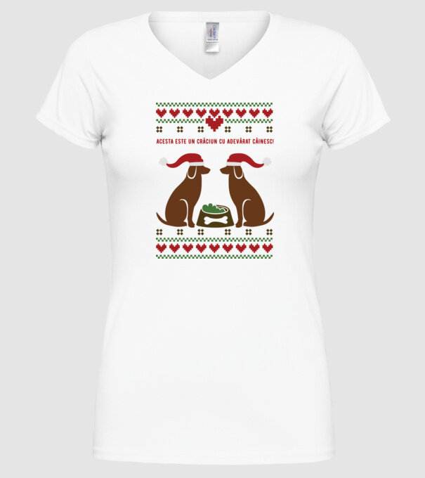 acesta este un Crăciun cu adevărat câinesc! model alb pe tricou
