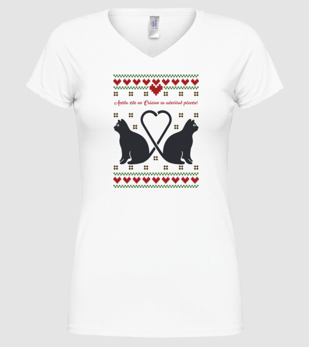acesta este un Crăciun cu adevărat pisicesc model alb pe tricou
