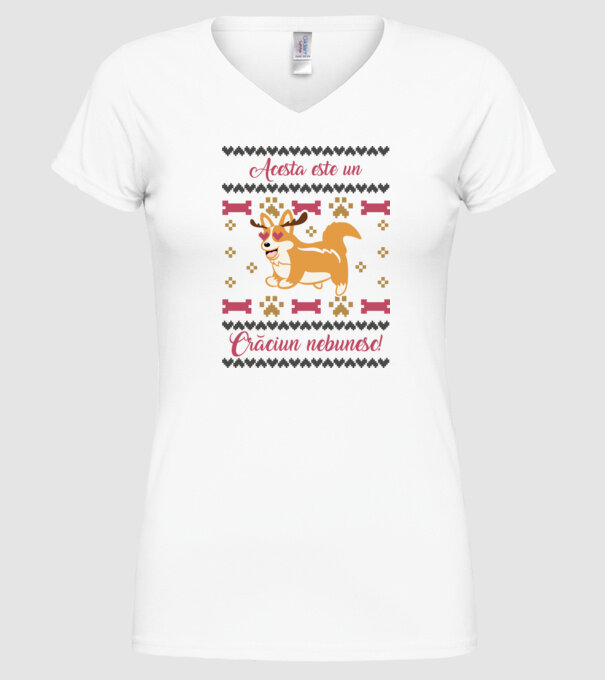 acesta este un Crăciun nebunesc model alb pe tricou