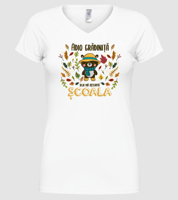 Adio grădiniță, acum sunt deja școlar model alb pe tricou
