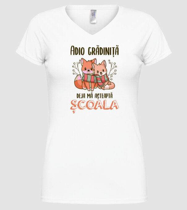Adio grădiniță, deja mă așteaptă școala model alb pe tricou