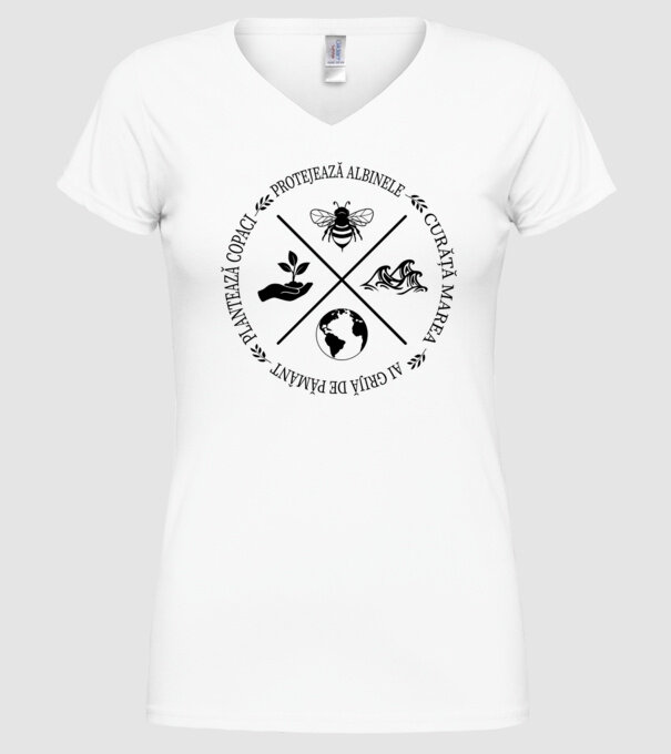 Ai grijă de Pământ model alb pe tricou