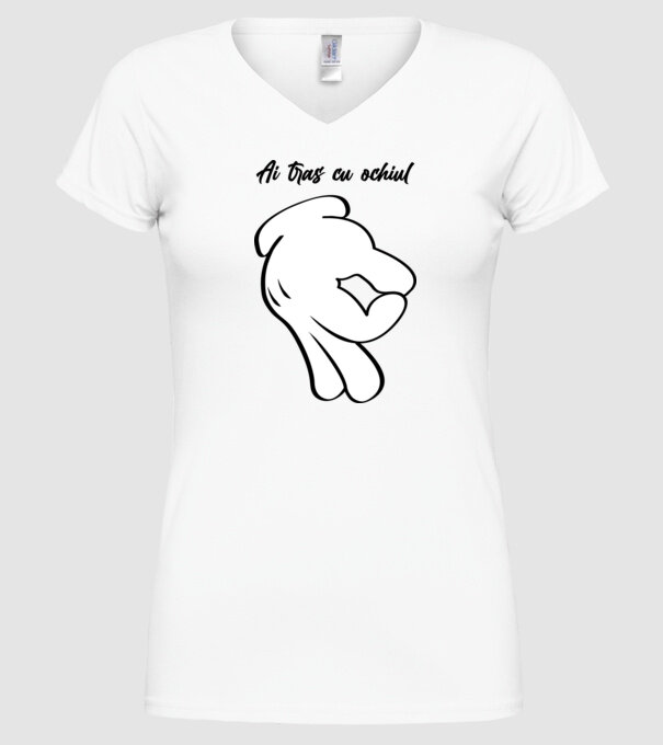 Ai tras cu ochiul model alb pe tricou