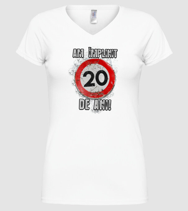 Am împlinit 20 de ani! model alb pe tricou