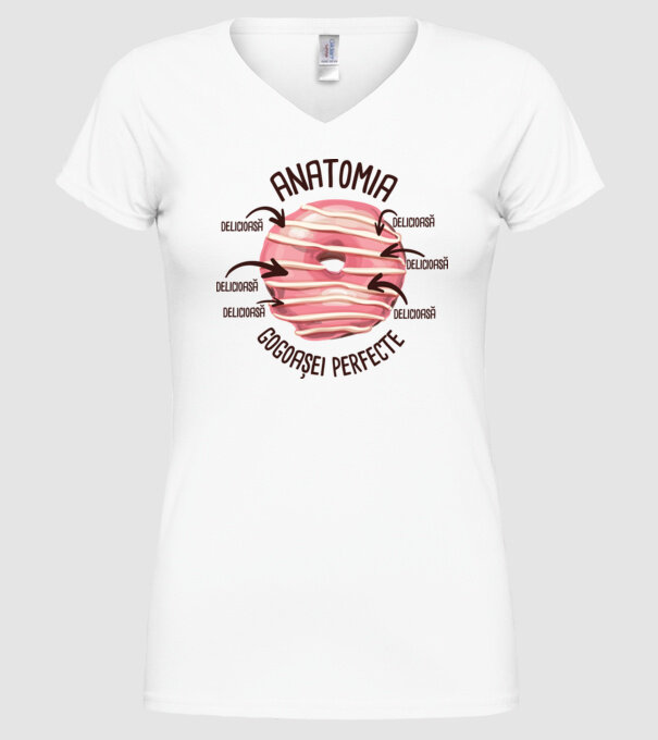 anatomia gogoașei perfecte: delicioasă model alb pe tricou