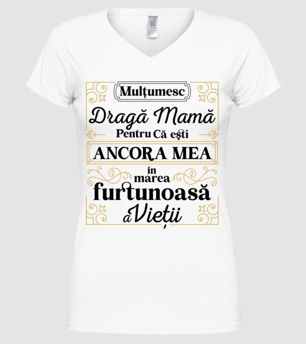 Ancora mea model alb pe tricou