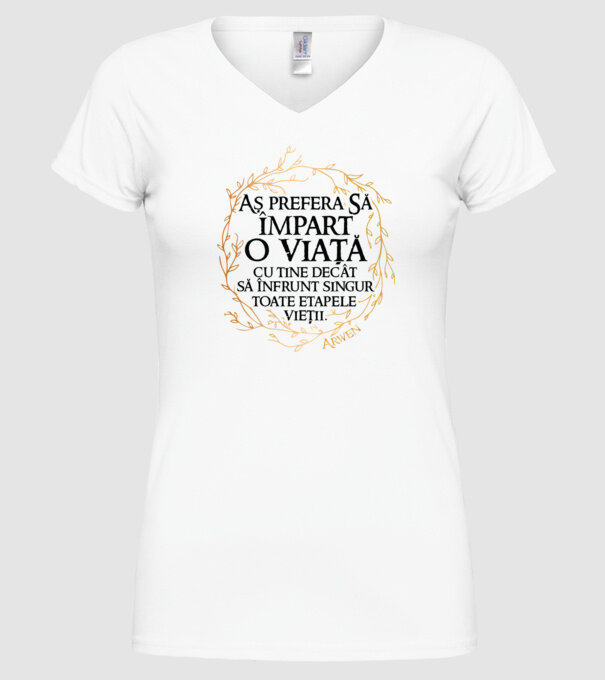 Arwen model alb pe tricou