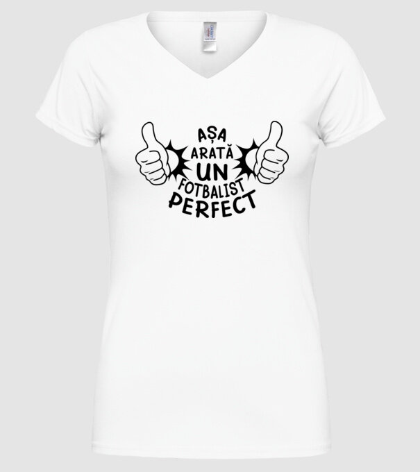 Așa arată un FOTBALIST perfect model alb pe tricou
