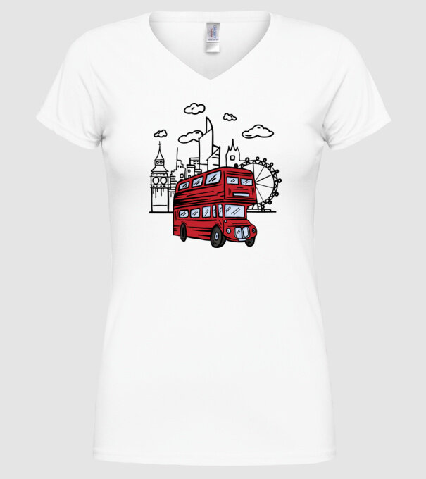 Autobuze model alb pe tricou