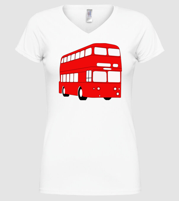 Autobuze model alb pe tricou
