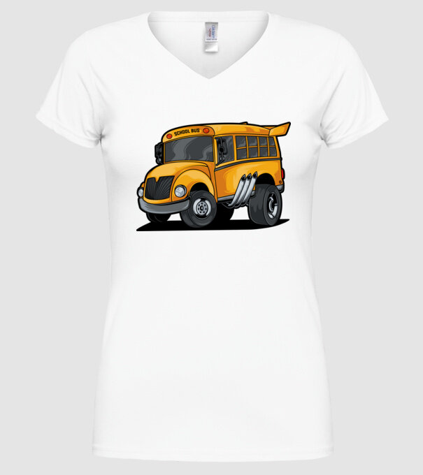 Autobuze model alb pe tricou