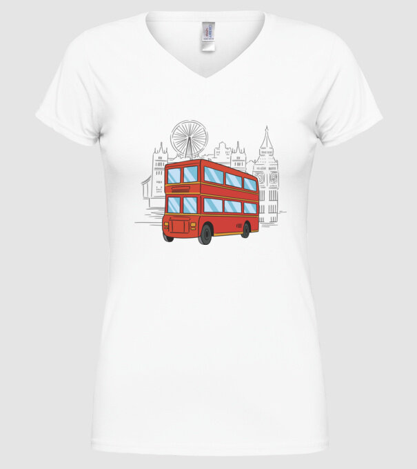 Autobuze model alb pe tricou