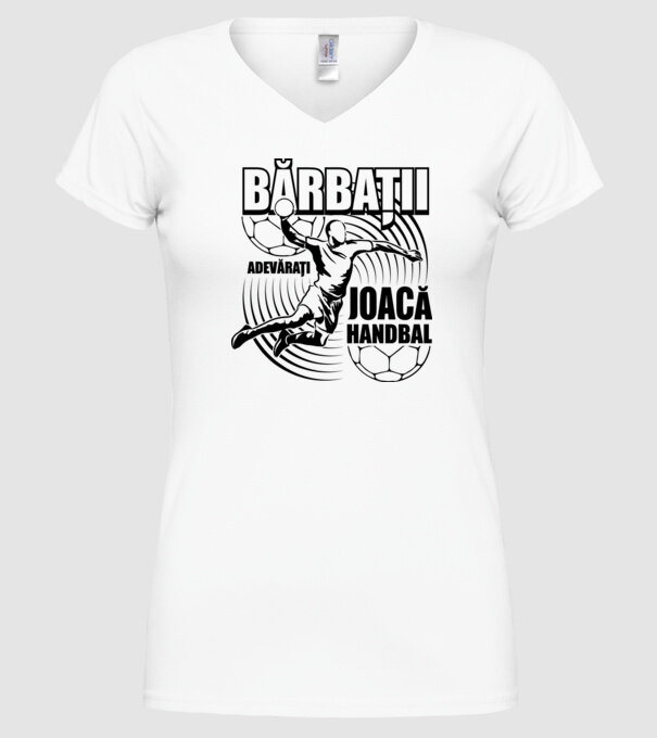 Bărbații adevărați joacă handbal model alb pe tricou