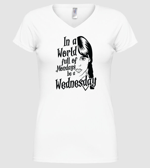 Be a Wednesday model alb pe tricou