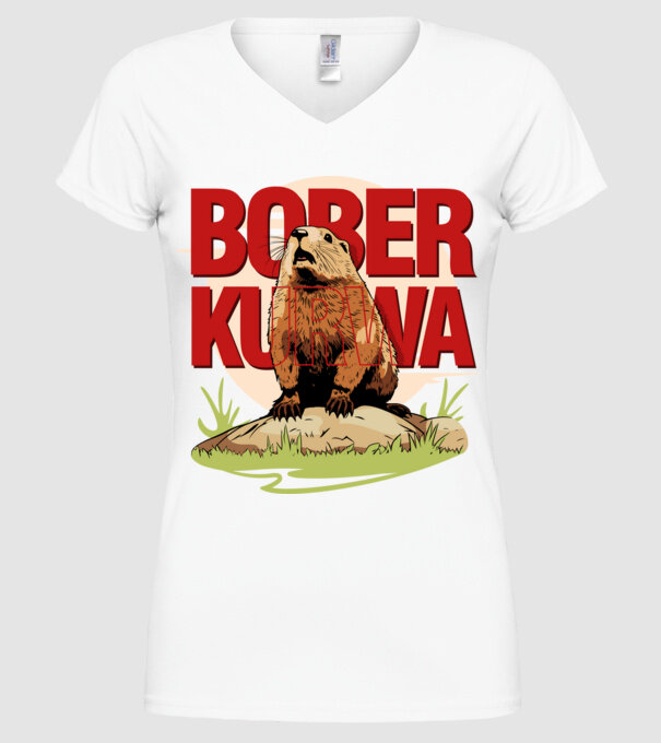 BOBER model alb pe tricou