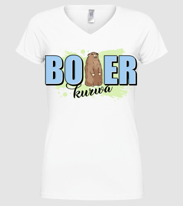 Bober Kurwa model alb pe tricou