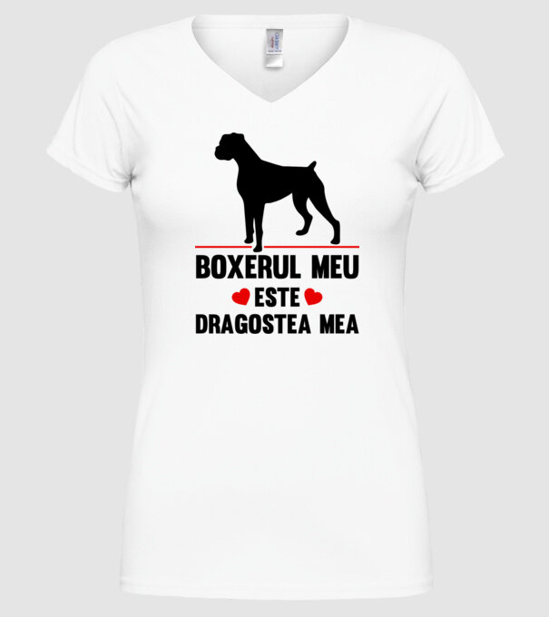 boxerul meu este dragostea mea model alb pe tricou