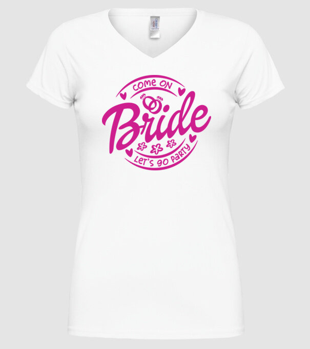 Bride Barbie lets go party model alb pe tricou