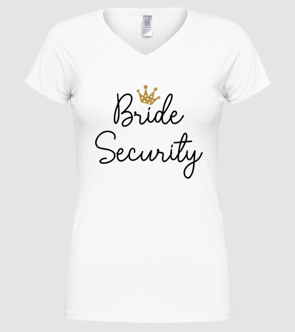 Bride Security model alb pe tricou