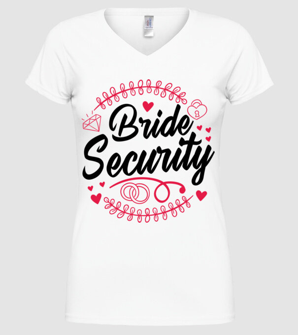 Bride Security model alb pe tricou