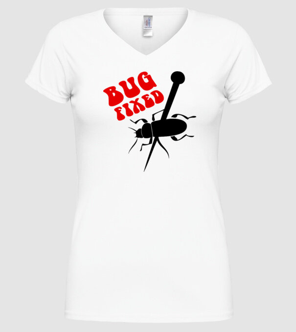 Bug fixed model alb pe tricou
