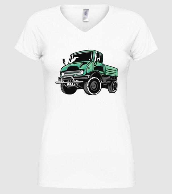 Camioane model alb pe tricou