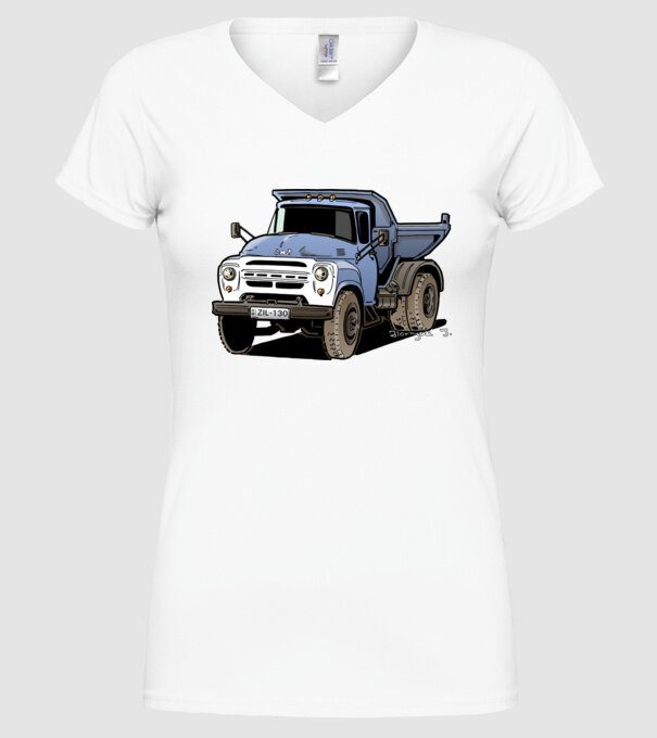Camioane model alb pe tricou