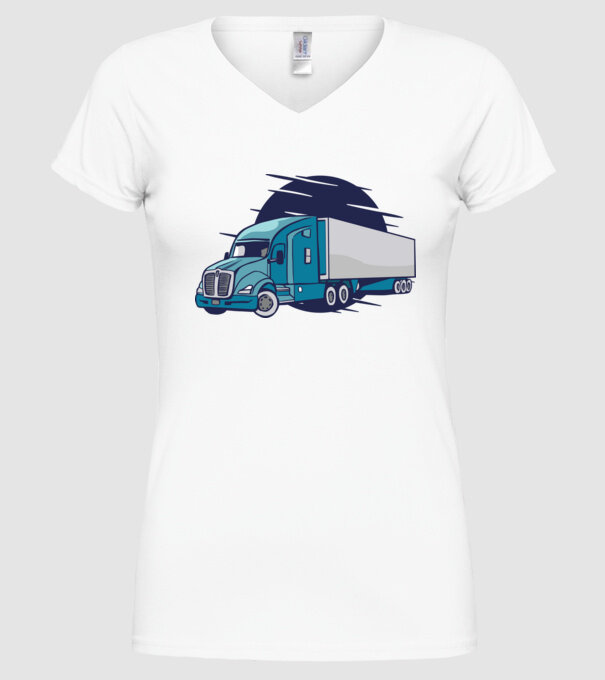 Camioane model alb pe tricou