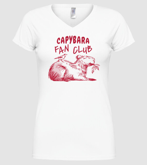 Capybara fan club model alb pe tricou