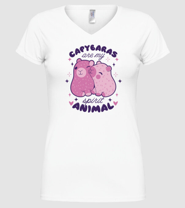 Capybaras are my spirit animal model alb pe tricou