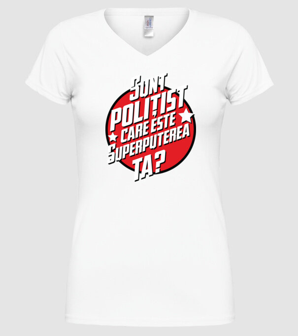 sunt polițist, care este superputerea ta? model alb pe tricou