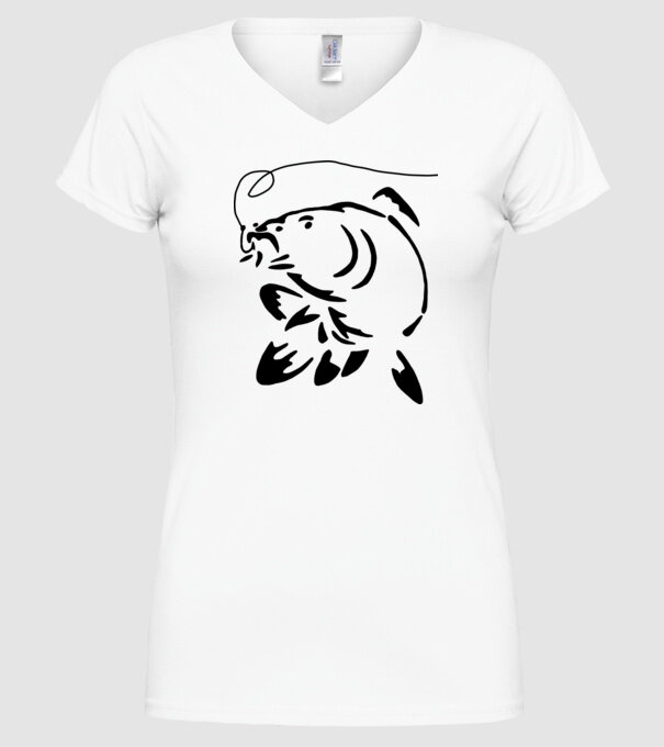 Carp model alb pe tricou