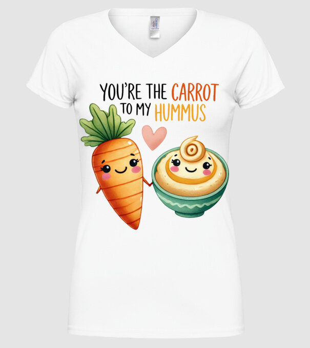Carrot to my Hummus model alb pe tricou