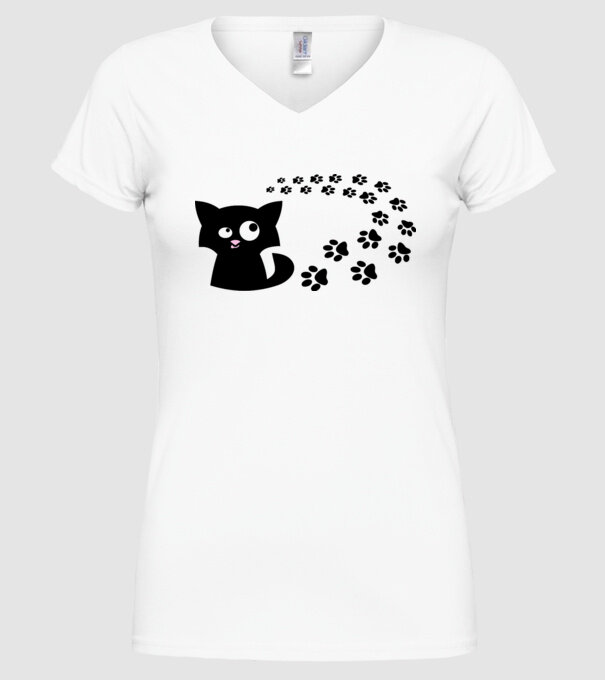 Cat model alb pe tricou