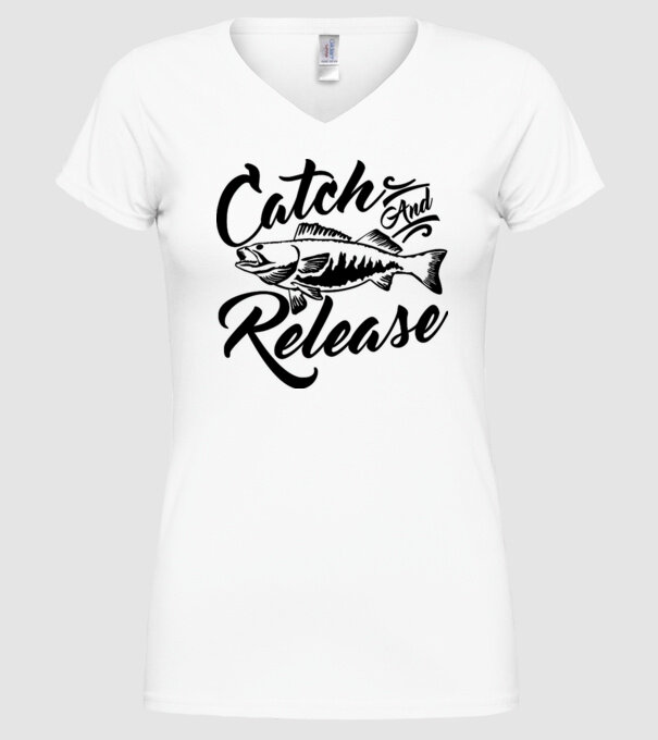 Catch and release model alb pe tricou