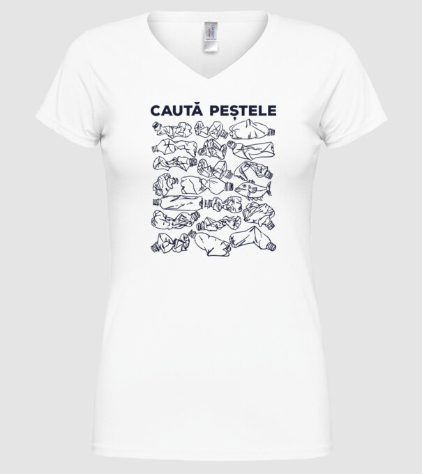 Caută peștele model alb pe tricou