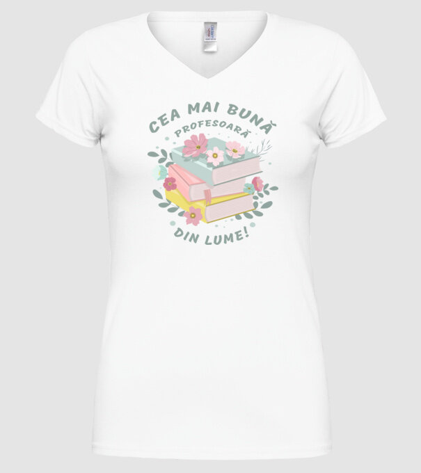 Cea mai bună profesoară din lume model alb pe tricou