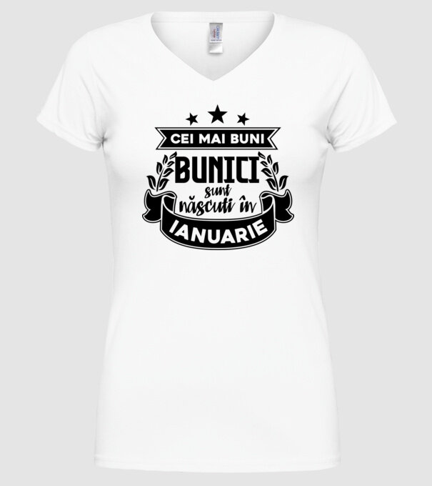 Cei mai BUNI BUNICI sunt născuți în ianuarie model alb pe tricou