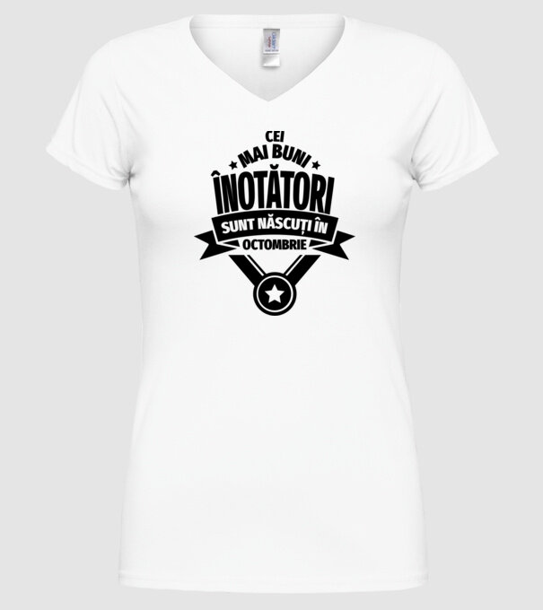 Cei mai buni înotători sunt născuți în Octombrie model alb pe tricou