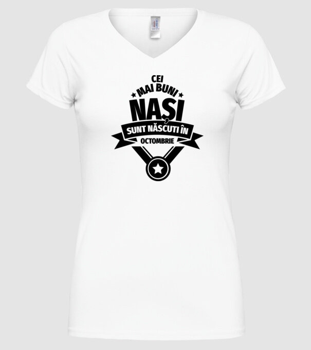 Cei mai buni nași sunt născuți în octombrie. model alb pe tricou