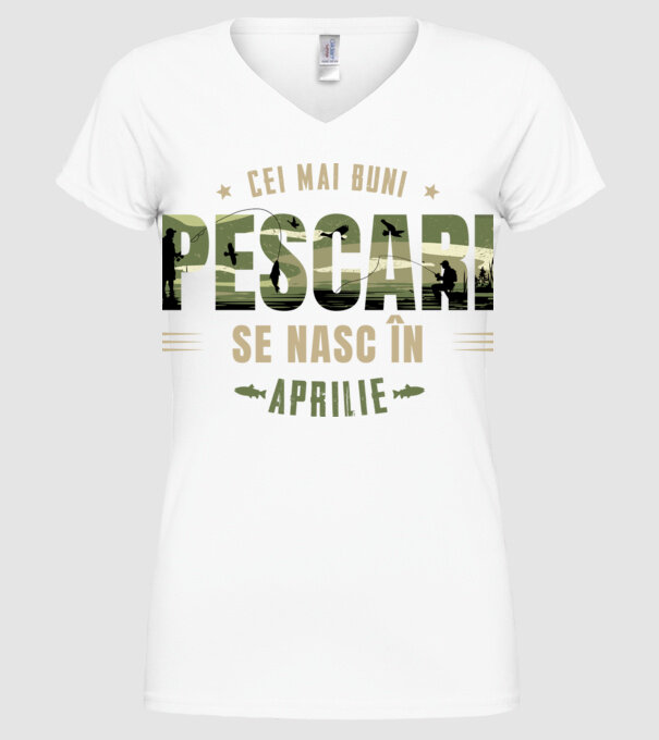 Cei mai buni pescari se nasc în aprilie model alb pe tricou
