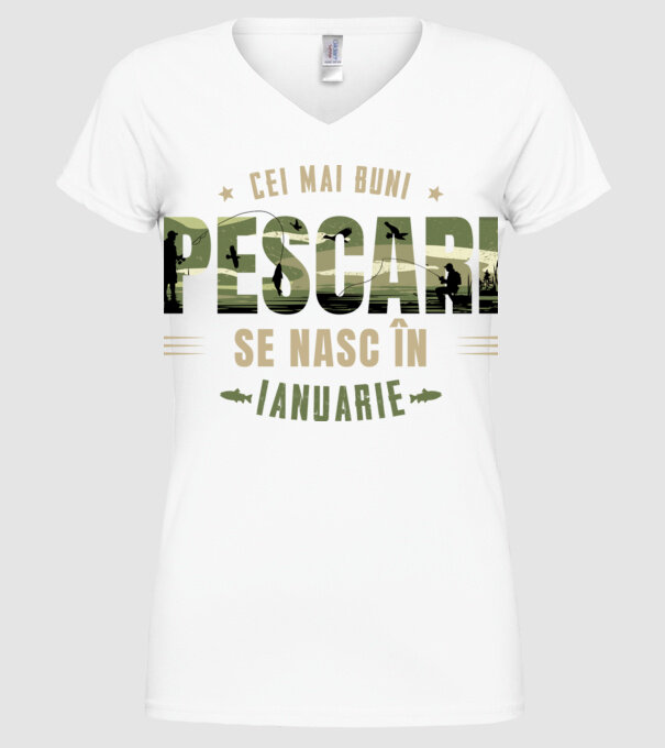 Cei mai buni pescari se nasc în ianuarie model alb pe tricou
