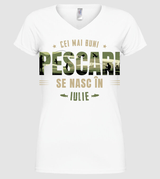 Cei mai buni pescari se nasc în iulie model alb pe tricou